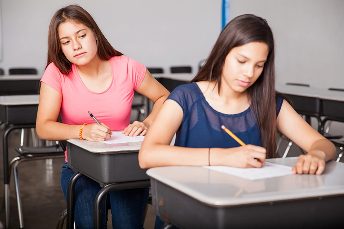 Person cheating in school