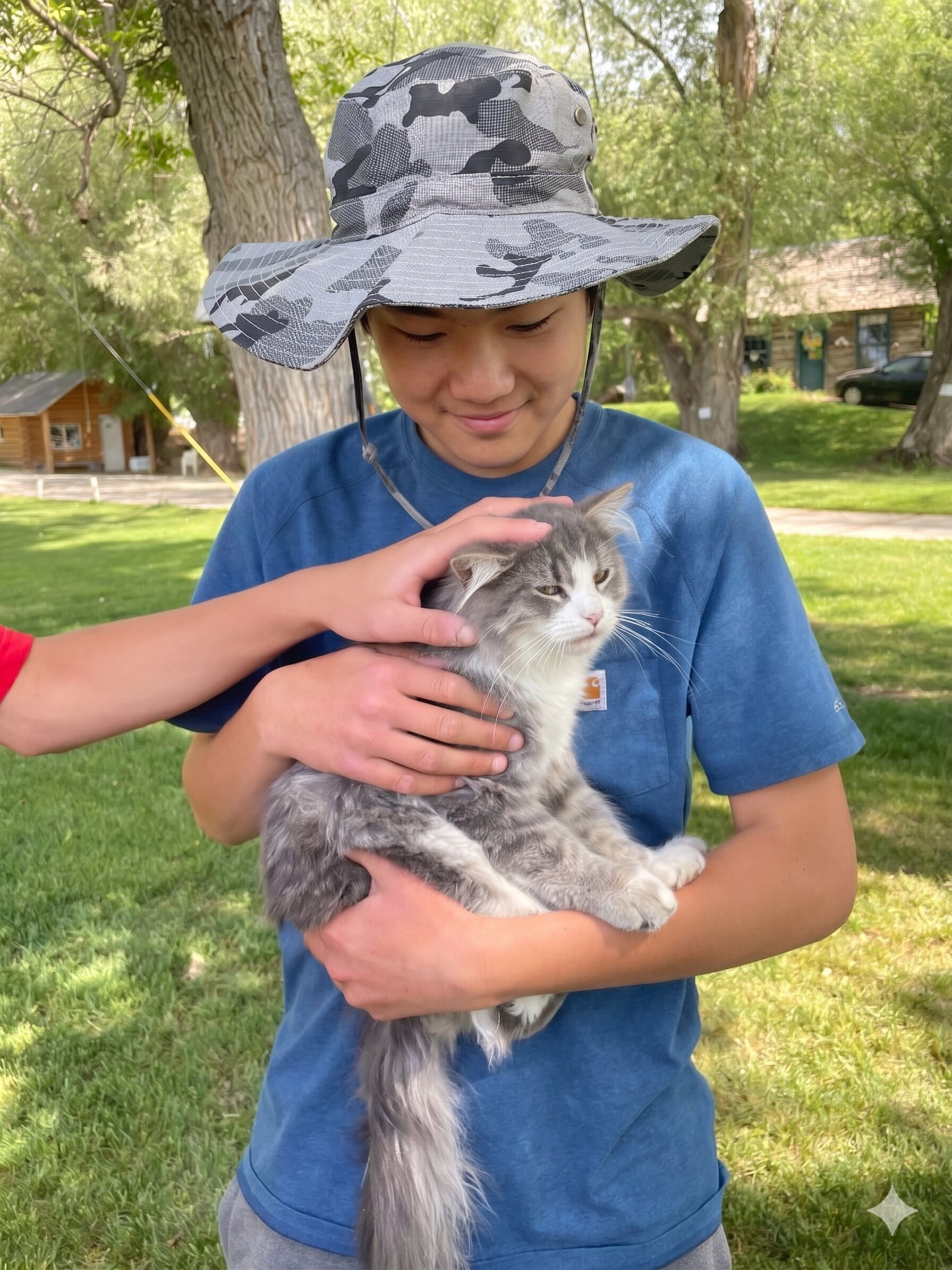 Holding cat kid
