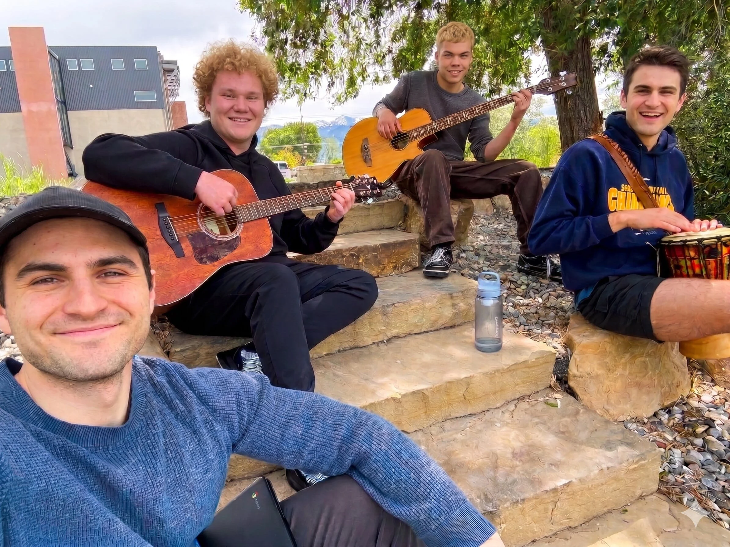 Boys palying guitar